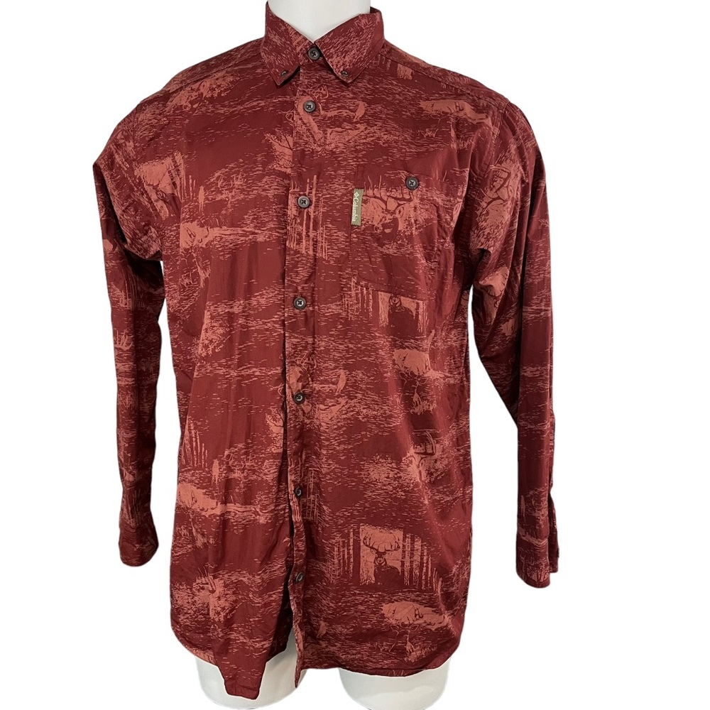 Columbia River Lodge Men’s Brown/maroon Shirt Deer Hunting Size Medium (540)